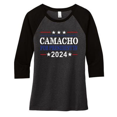 CAMACHO FOR PRESIDENT'IN 2024 Presidential Election Humor Women's Tri-Blend 3/4-Sleeve Raglan Shirt