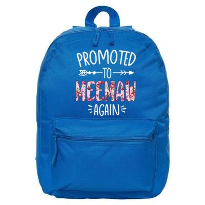 Cute Floral Promoted To Be Meemaw Again Mothers Day Gift 16 in Basic Backpack