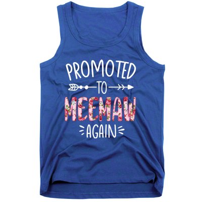 Cute Floral Promoted To Be Meemaw Again Mothers Day Gift Tank Top