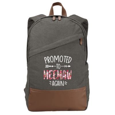 Cute Floral Promoted To Be Meemaw Again Mothers Day Gift Cotton Canvas Backpack