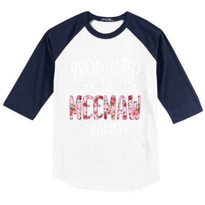 Cute Floral Promoted To Be Meemaw Again Mothers Day Gift Baseball Sleeve Shirt