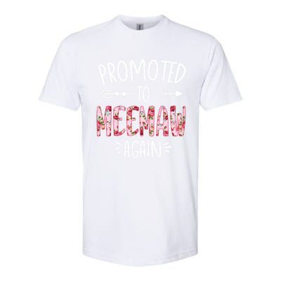 Cute Floral Promoted To Be Meemaw Again Mothers Day Gift Softstyle CVC T-Shirt