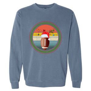 Christmas Football Player Game Day Reindeer Sports Gift Garment-Dyed Sweatshirt