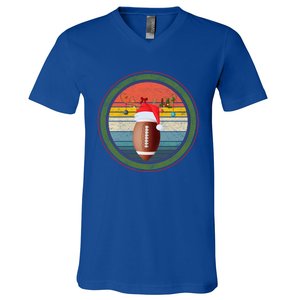 Christmas Football Player Game Day Reindeer Sports Gift V-Neck T-Shirt