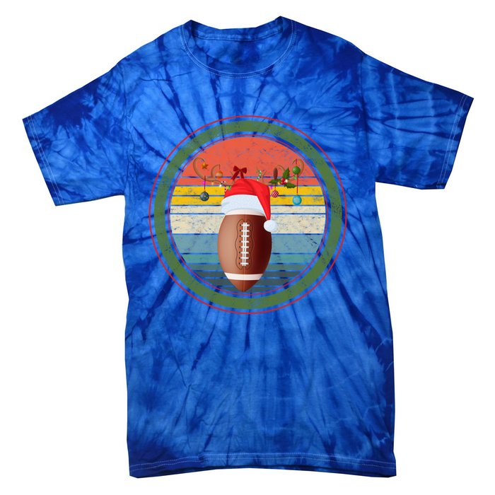 Christmas Football Player Game Day Reindeer Sports Gift Tie-Dye T-Shirt