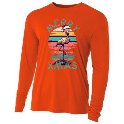 Christmas Flamingo Pink Flamingo Christmas Merry Xmas Gift Cooling Performance Long Sleeve Crew