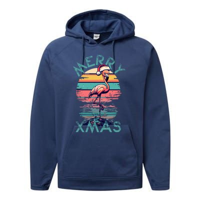 Christmas Flamingo Pink Flamingo Christmas Merry Xmas Gift Performance Fleece Hoodie