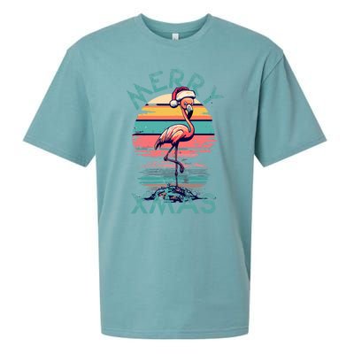 Christmas Flamingo Pink Flamingo Christmas Merry Xmas Gift Sueded Cloud Jersey T-Shirt