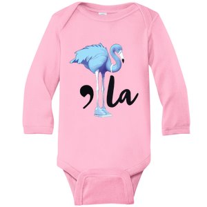 Commala Flamingo Pearls Comma La Flamingo Chucks Baby Long Sleeve Bodysuit