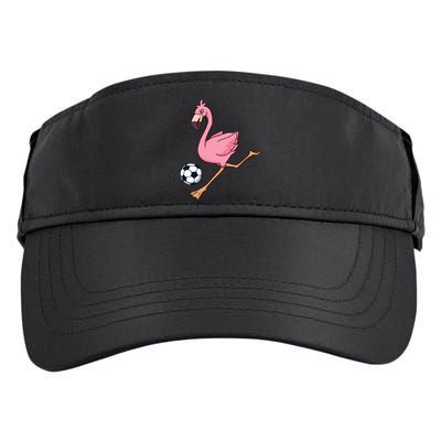 Cartoon Flamingo Playing Soccer Adult Drive Performance Visor
