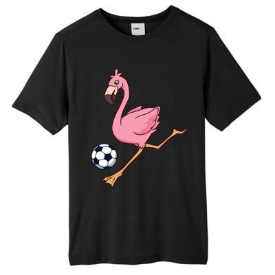 Cartoon Flamingo Playing Soccer Tall Fusion ChromaSoft Performance T-Shirt