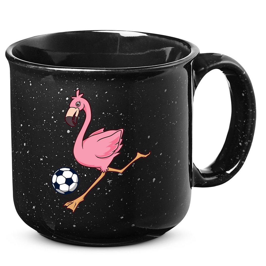 Cartoon Flamingo Playing Soccer 15oz Campfire Ceramic Mug