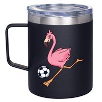 Cartoon Flamingo Playing Soccer 12oz Stainless Steel Coffee Mug