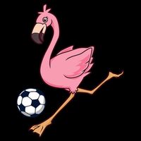 Cartoon Flamingo Playing Soccer Cropped Pullover Crew
