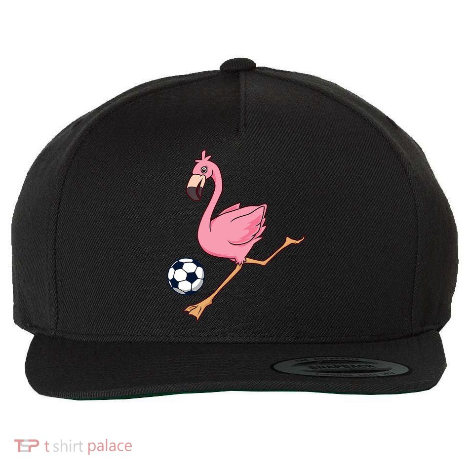 Cartoon Flamingo Playing Soccer Wool Snapback Cap
