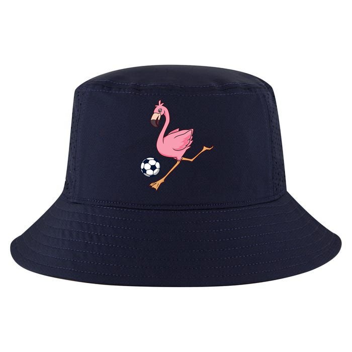 Cartoon Flamingo Playing Soccer Cool Comfort Performance Bucket Hat