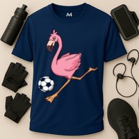 Cartoon Flamingo Playing Soccer Performance Shirt
