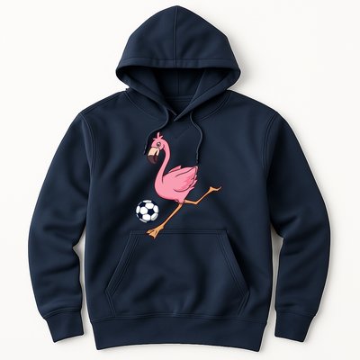 Cartoon Flamingo Playing Soccer Hoodie