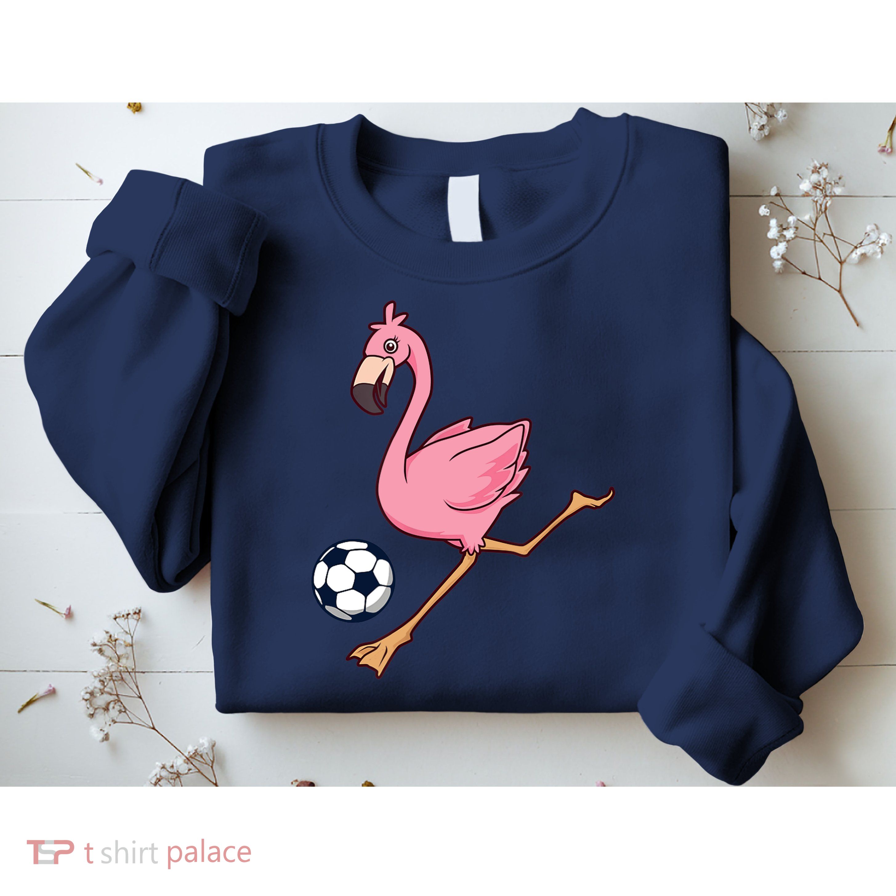 Cartoon Flamingo Playing Soccer Sweatshirt