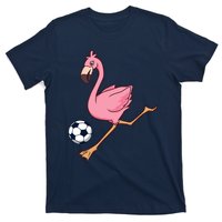 Cartoon Flamingo Playing Soccer T-Shirt