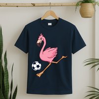 Cartoon Flamingo Playing Soccer T-Shirt