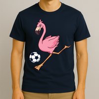 Cartoon Flamingo Playing Soccer T-Shirt