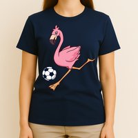Cartoon Flamingo Playing Soccer T-Shirt