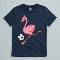 Cartoon Flamingo Playing Soccer T-Shirt
