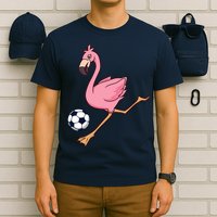 Cartoon Flamingo Playing Soccer T-Shirt