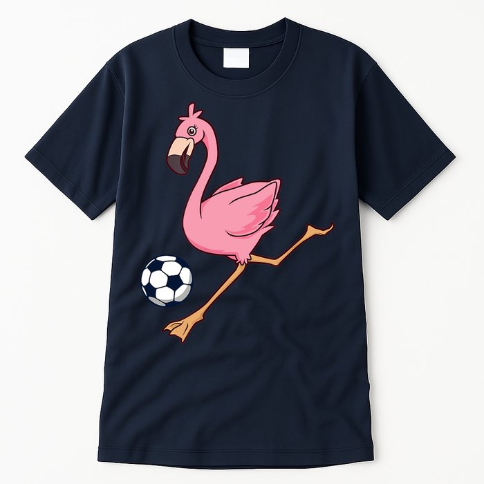 Cartoon Flamingo Playing Soccer Tall T-Shirt