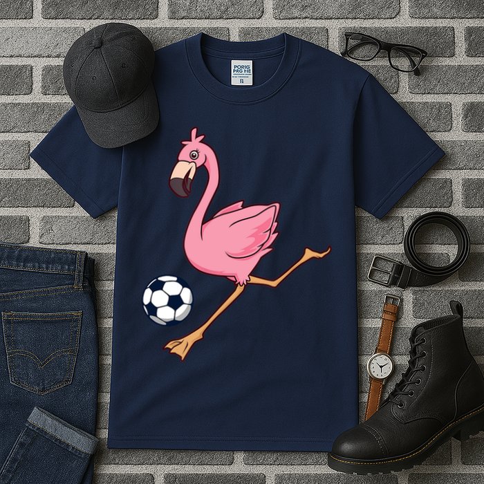 Cartoon Flamingo Playing Soccer Tall T-Shirt