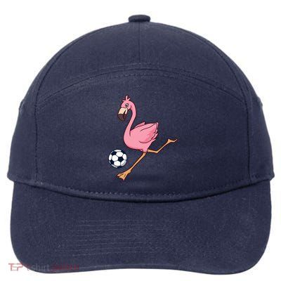 Cartoon Flamingo Playing Soccer 7-Panel Snapback Hat