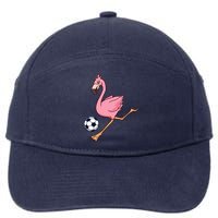 Cartoon Flamingo Playing Soccer 7-Panel Snapback Hat