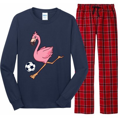 Cartoon Flamingo Playing Soccer Long Sleeve Pajama Set