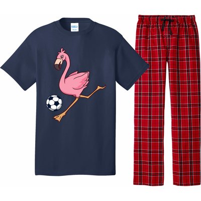 Cartoon Flamingo Playing Soccer Pajama Set