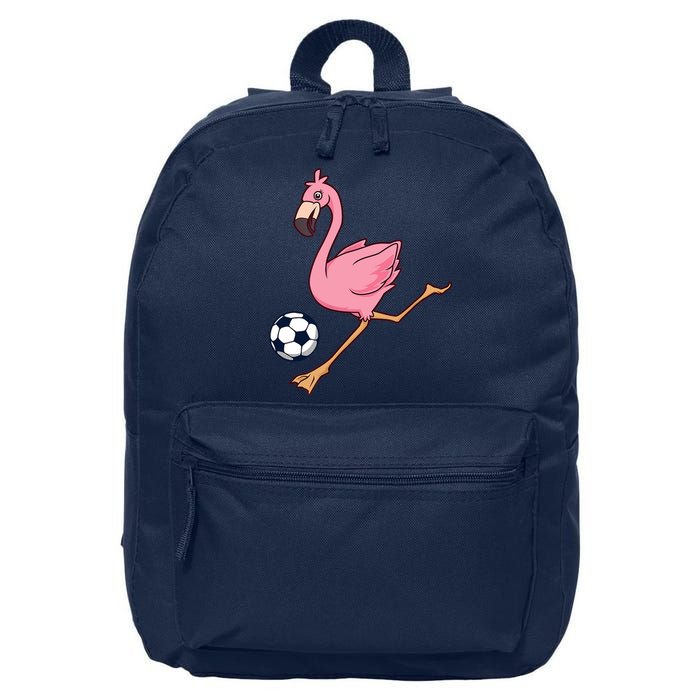 Cartoon Flamingo Playing Soccer 16 in Basic Backpack