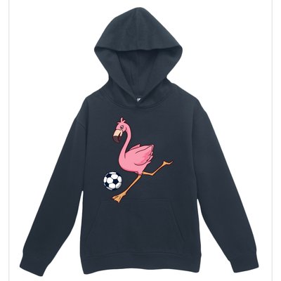 Cartoon Flamingo Playing Soccer Urban Pullover Hoodie