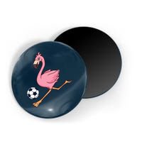Cartoon Flamingo Playing Soccer Magnet