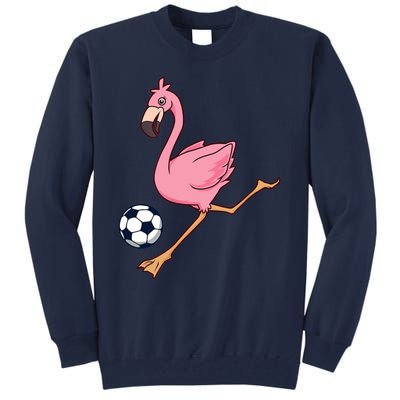 Cartoon Flamingo Playing Soccer Tall Sweatshirt