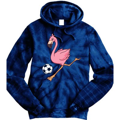 Cartoon Flamingo Playing Soccer Tie Dye Hoodie