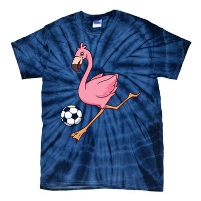 Cartoon Flamingo Playing Soccer Tie-Dye T-Shirt