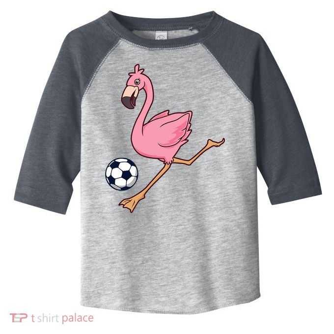 Cartoon Flamingo Playing Soccer Toddler Fine Jersey T-Shirt