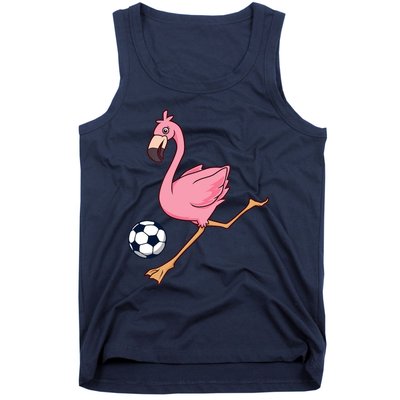 Cartoon Flamingo Playing Soccer Tank Top