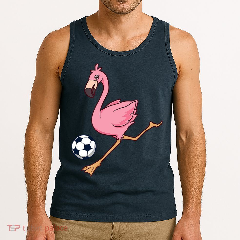 Cartoon Flamingo Playing Soccer Tank Top