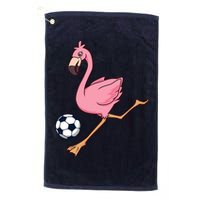 Cartoon Flamingo Playing Soccer Golf Towel