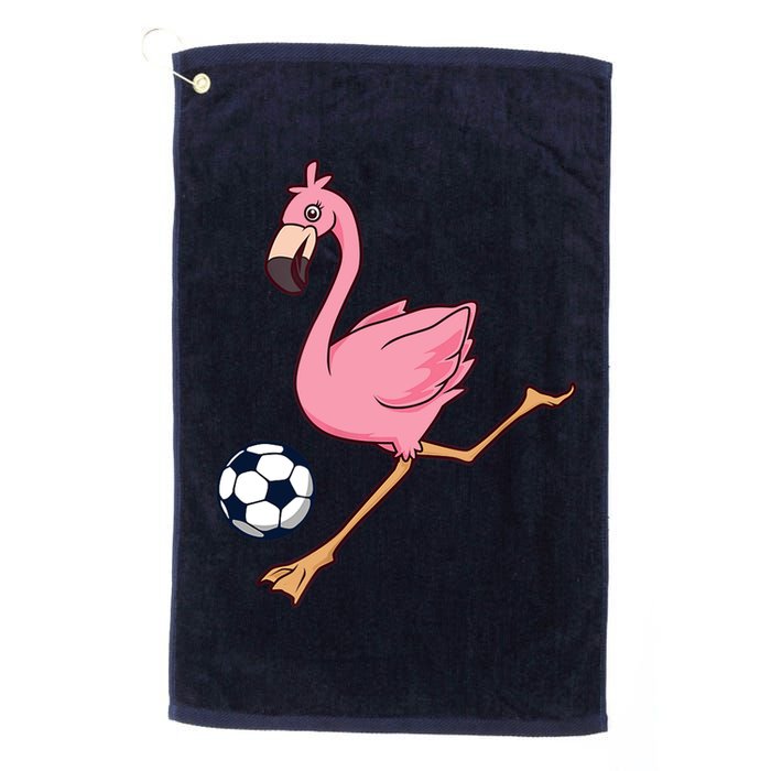 Cartoon Flamingo Playing Soccer Golf Towel