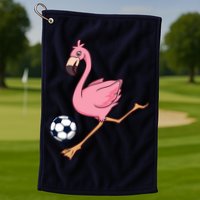 Cartoon Flamingo Playing Soccer Golf Towel