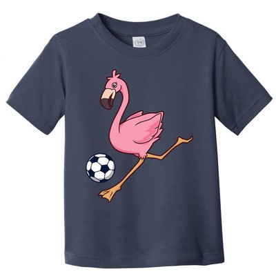 Cartoon Flamingo Playing Soccer Toddler T-Shirt