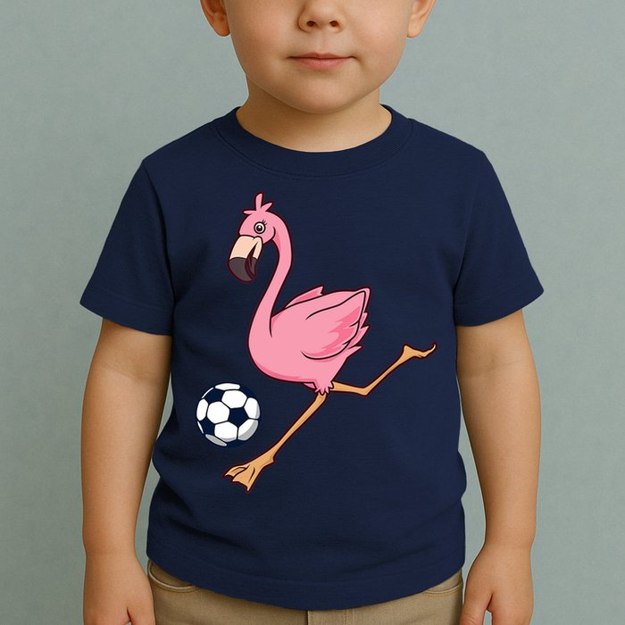 Cartoon Flamingo Playing Soccer Toddler T-Shirt