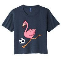 Cartoon Flamingo Playing Soccer Crop Top